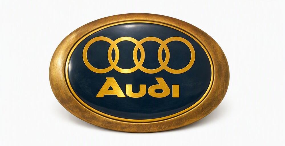 1983 Baron Solid Brass Audi Belt Buckle Vintage Oval Logo